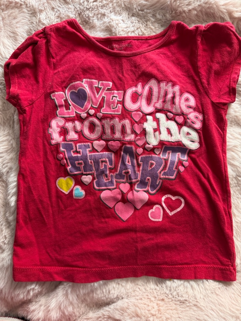 Faded Glory Girls' Bright Red Heart Graphic Tee